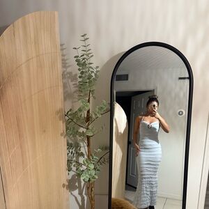 SHEIN Sky Blue Ribbed Maxi Dress